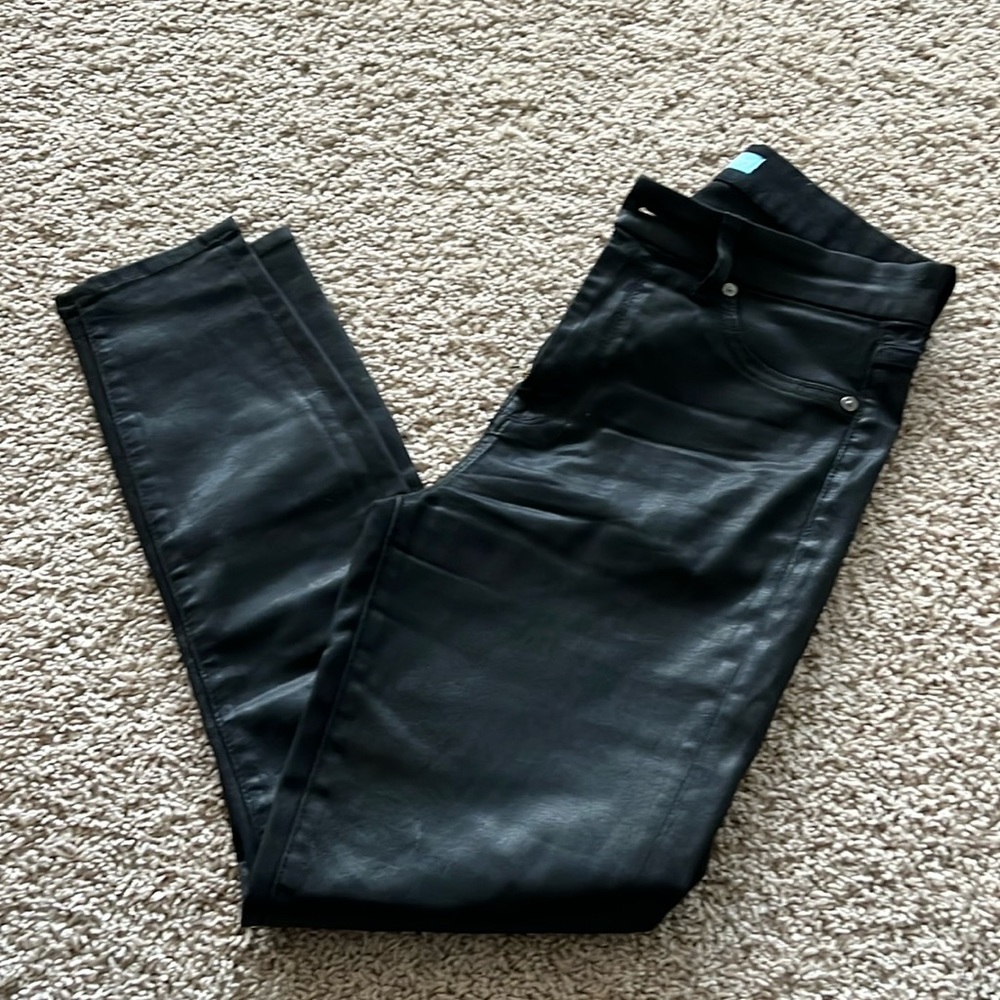 7 For All Mankind black waxed skinny denim